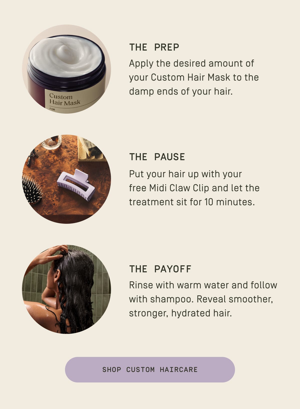 The Prep - The Pause - The Payoff - Shop Custom Haircare
