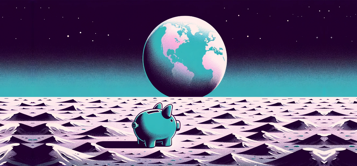a piggy bank on the moon