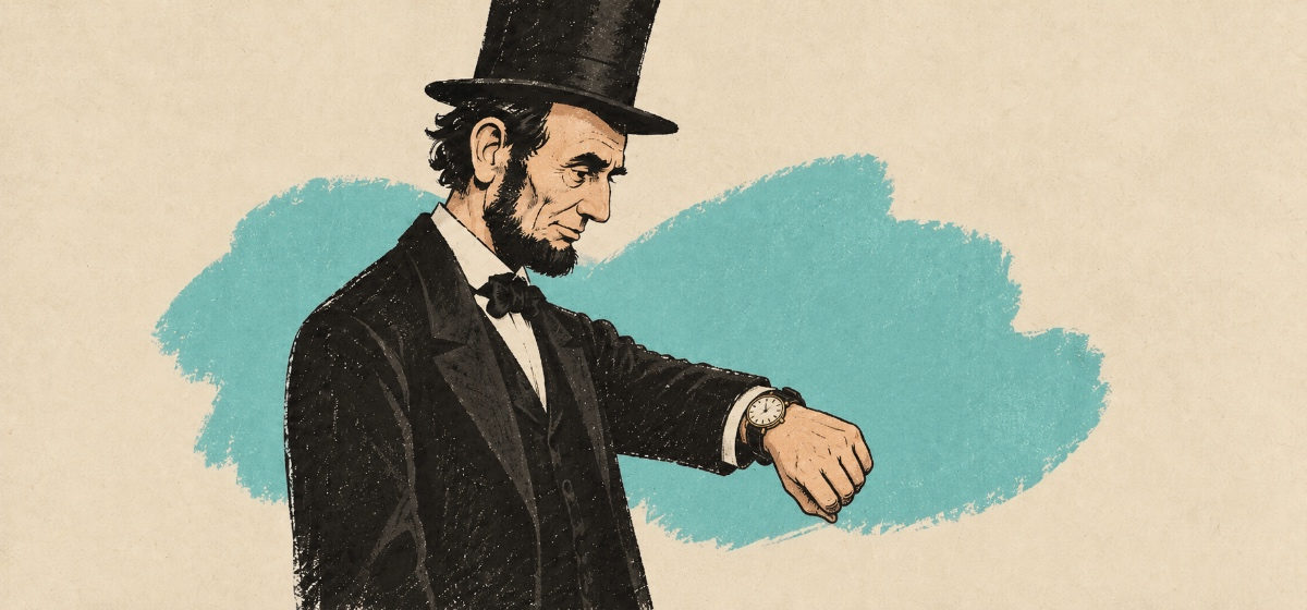 Abraham Lincoln checking his watch