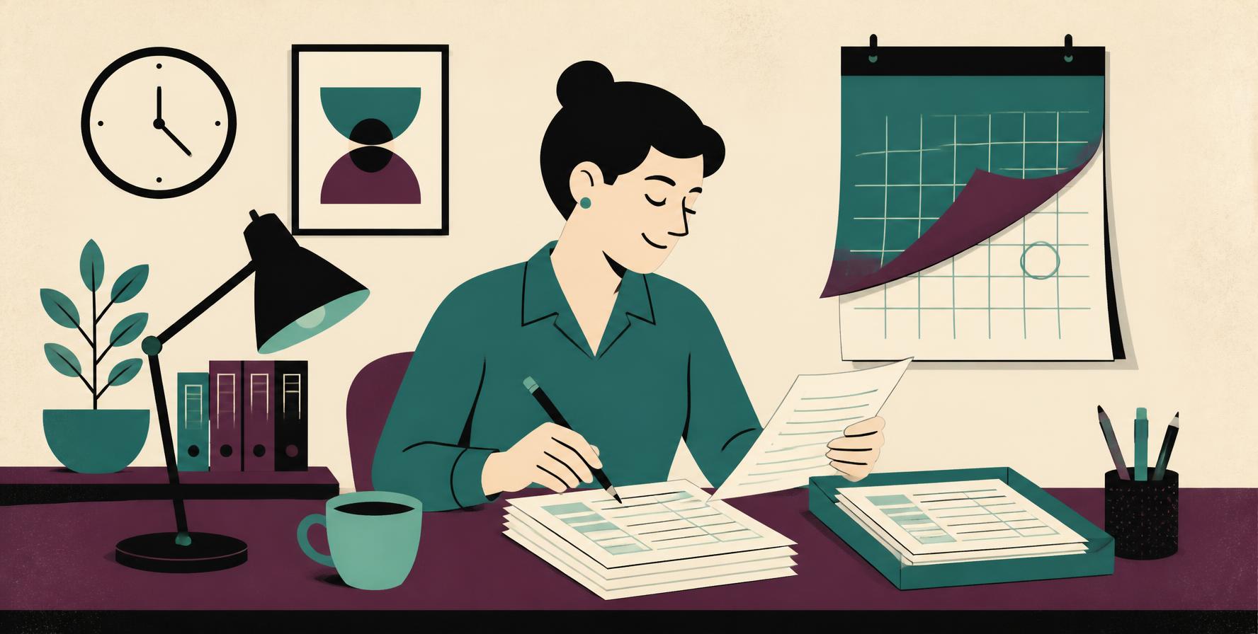 a woman filing taxes late
