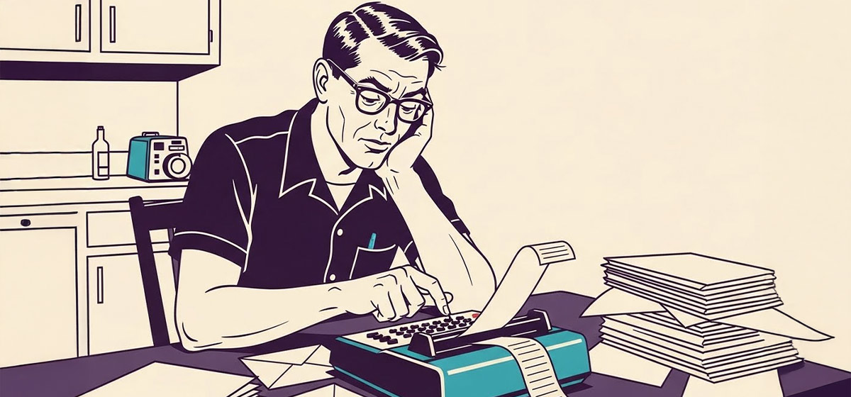 A man looking concerned while calculating bills