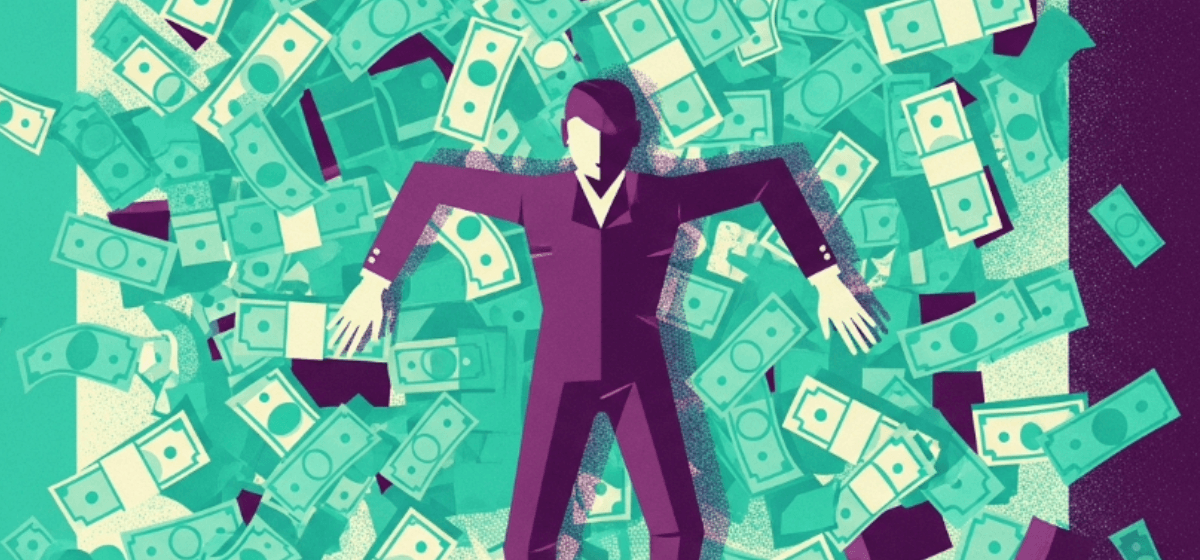 a person on a bed of cash