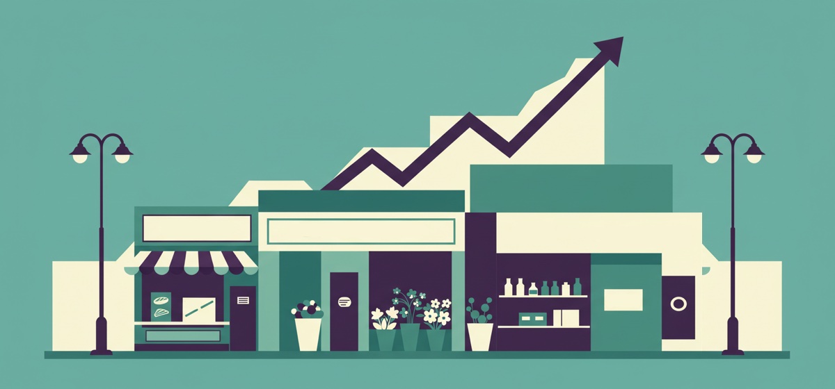 A row of shop storefronts