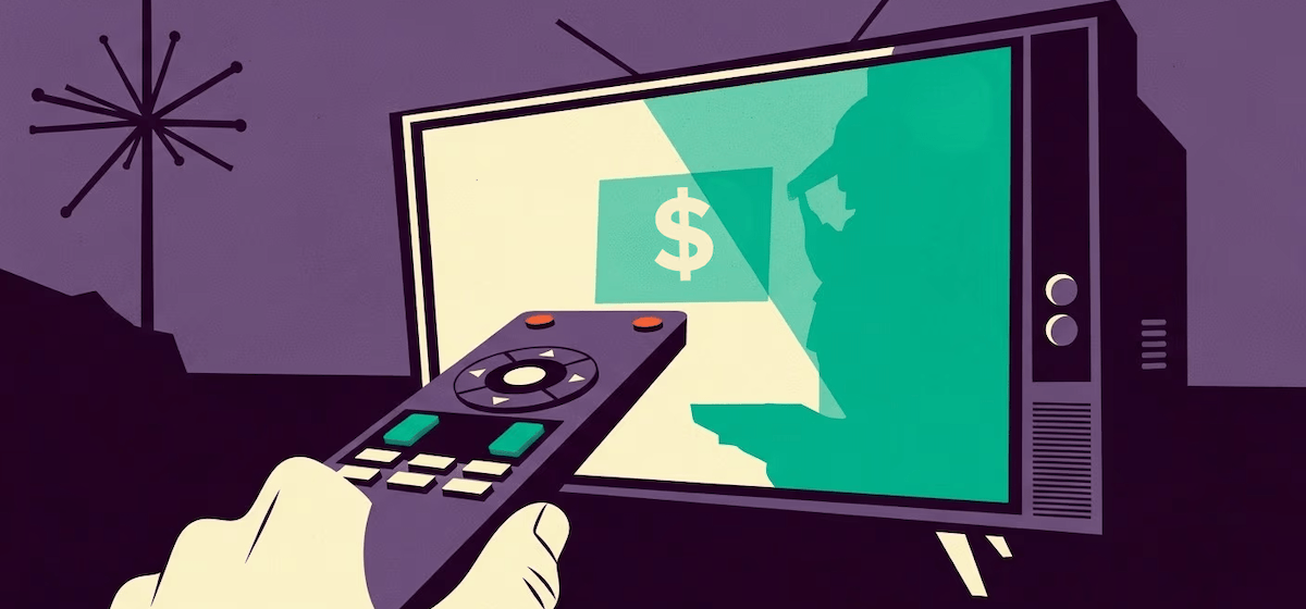 a remote control pointing at TV