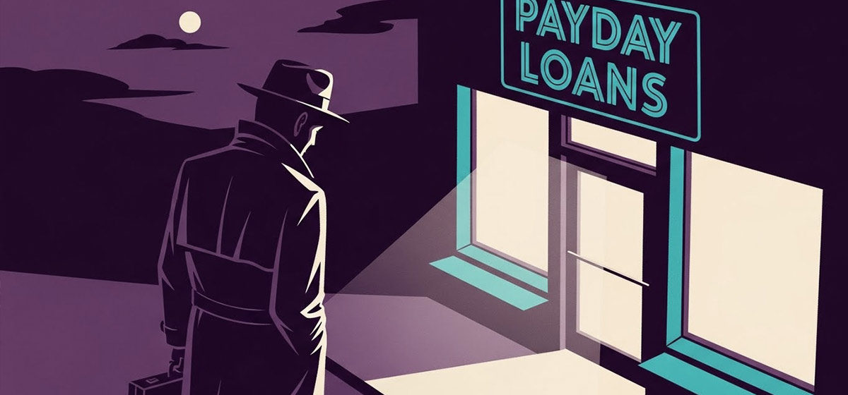 a man approaching a payday loan center