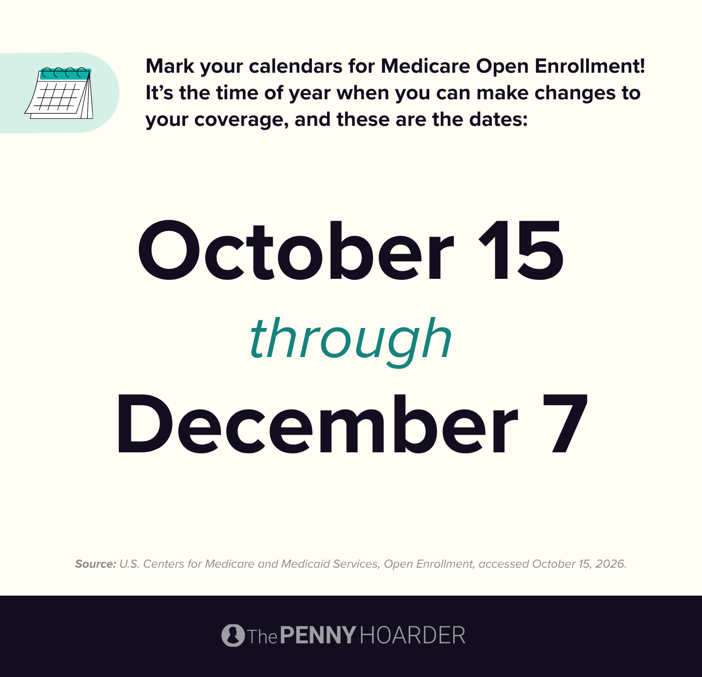 an infographic about Medicare Open Enrollment dates