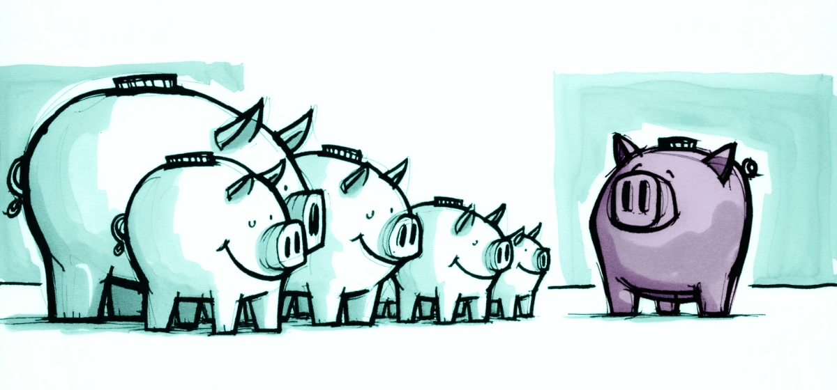 a family of happy piggy banks