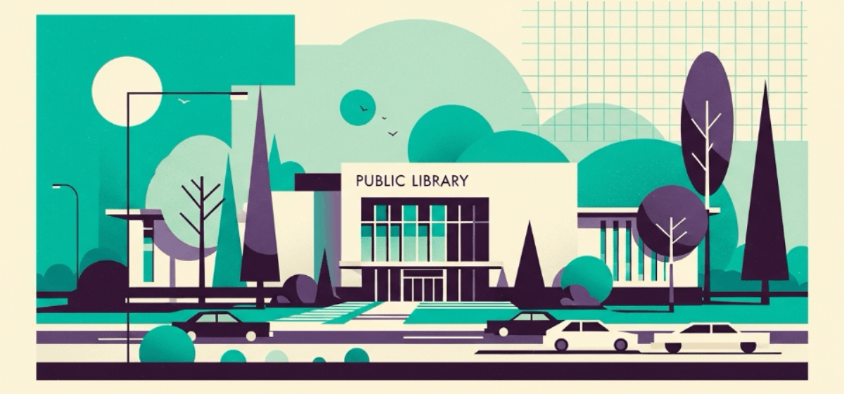 a public library on a suburban street