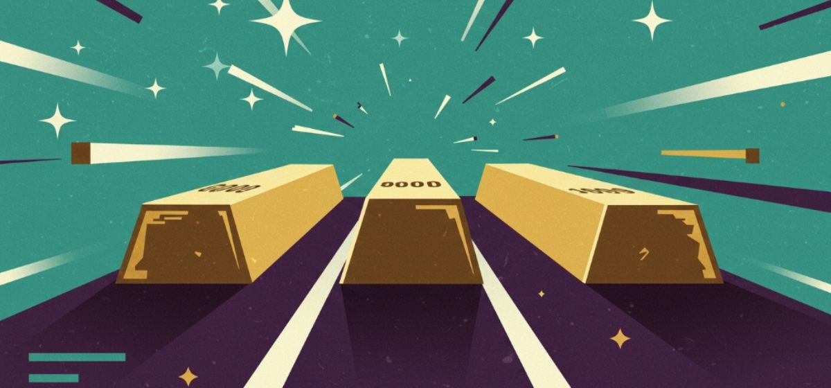 three gold bars side by side