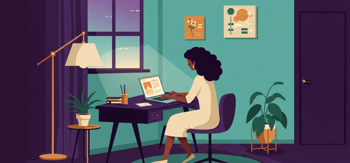 a woman working from home