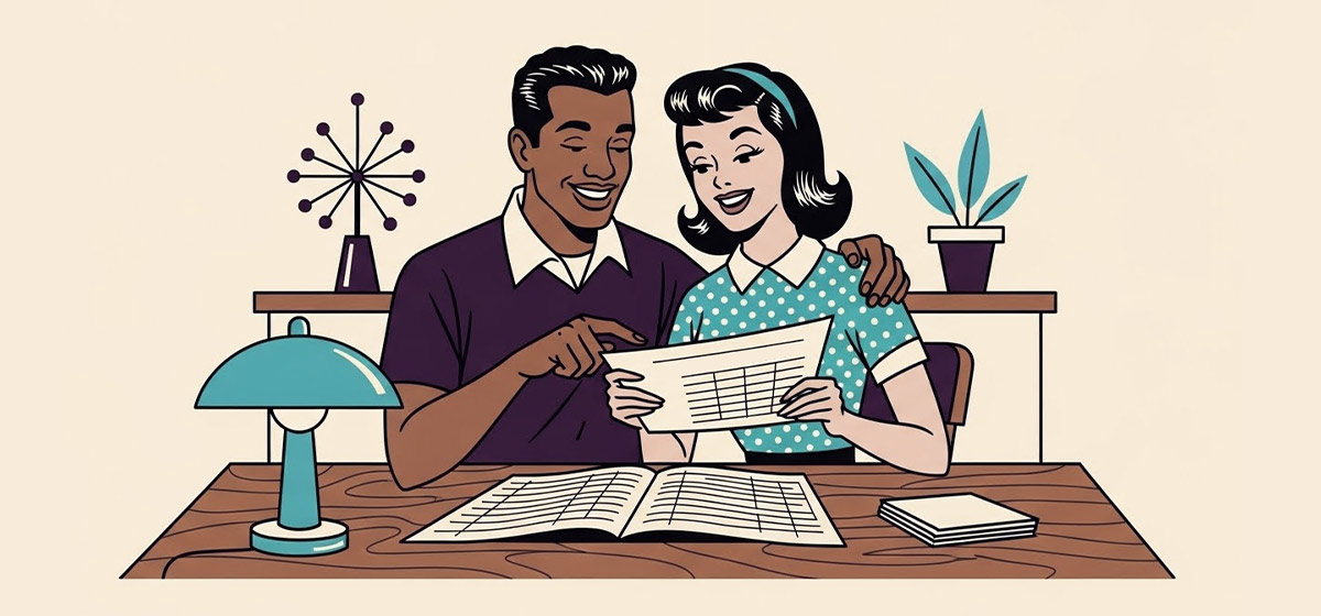 Couple looking at their budget