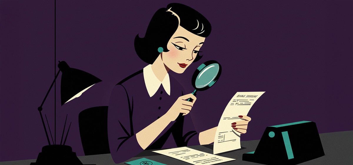 a woman poring over her bank statement