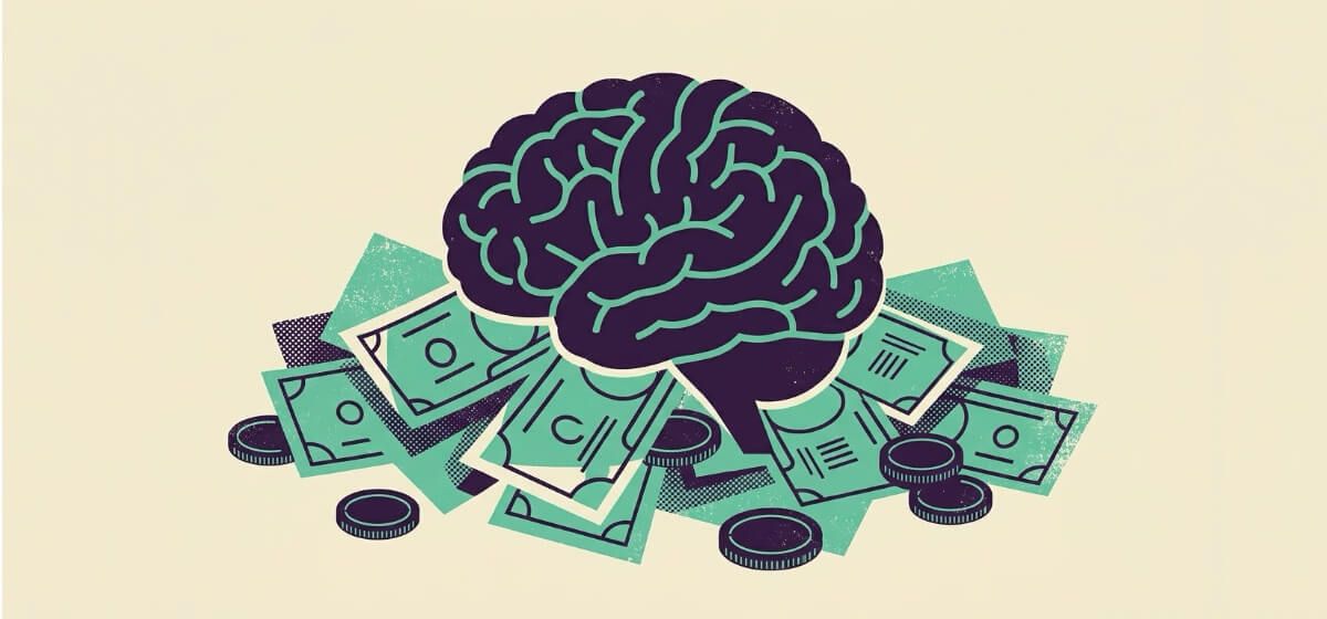 a brain surrounded by cash