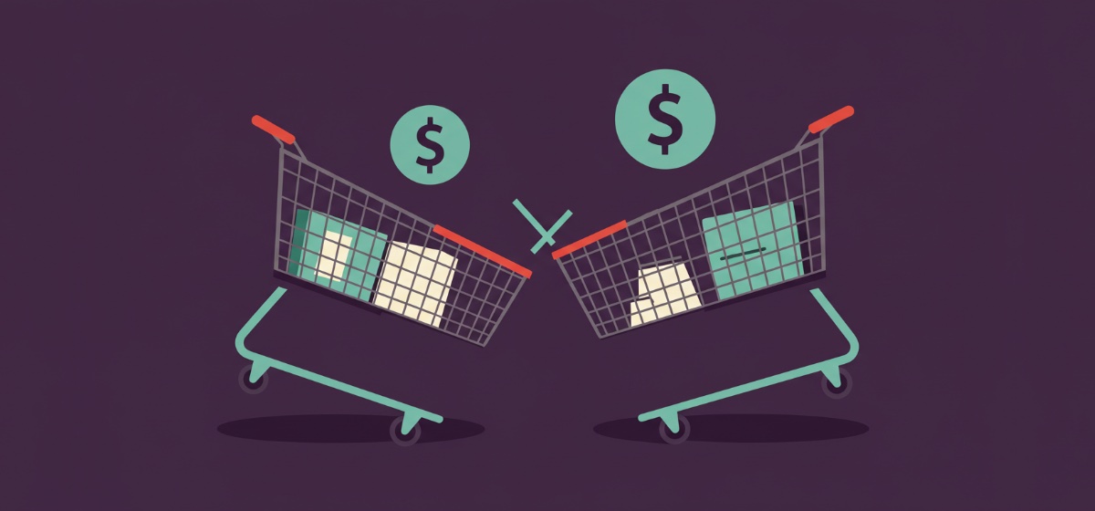 two shopping carts clashing head to head