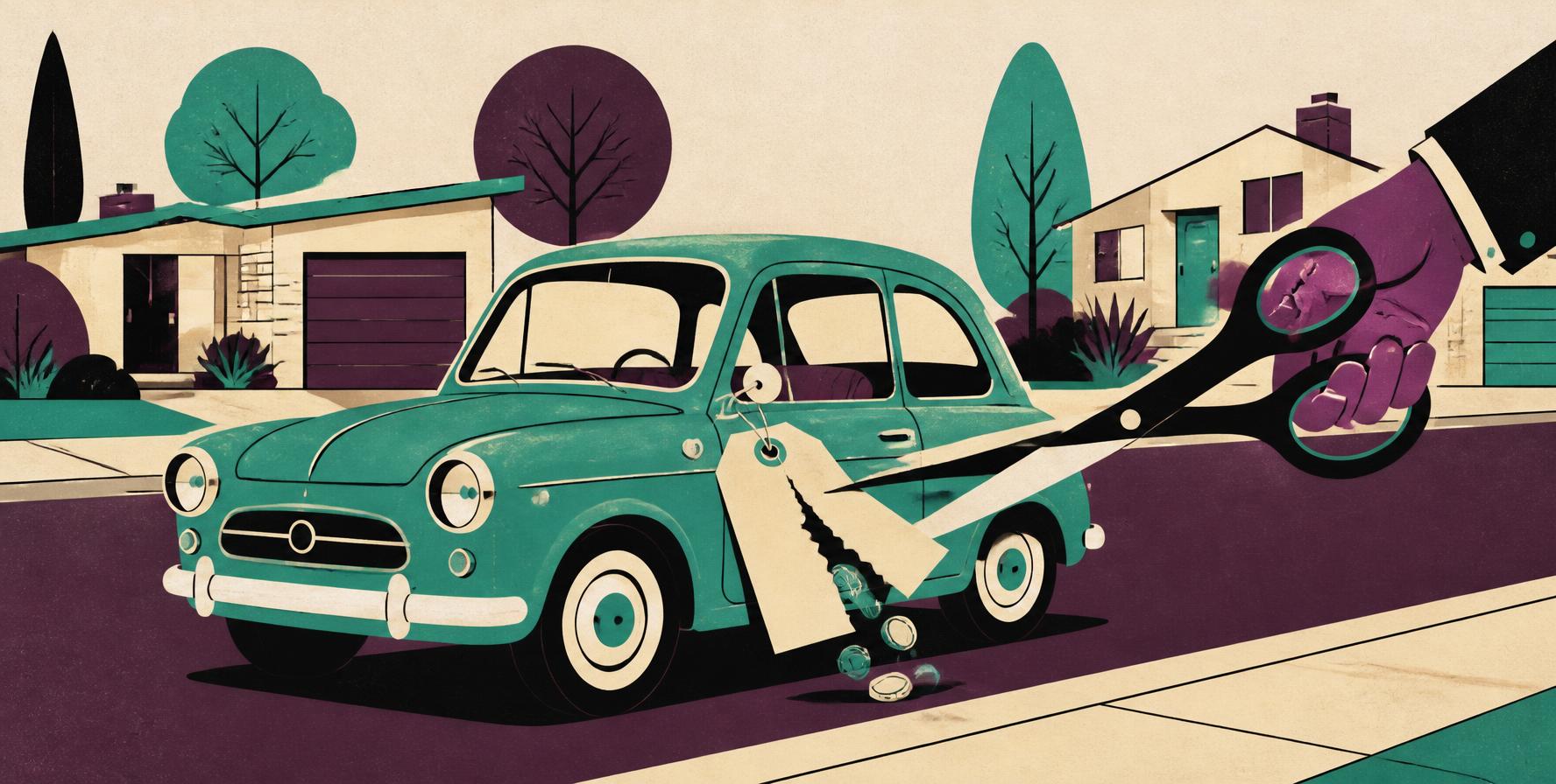 a pair of scissors cutting the price tag on auto insurance
