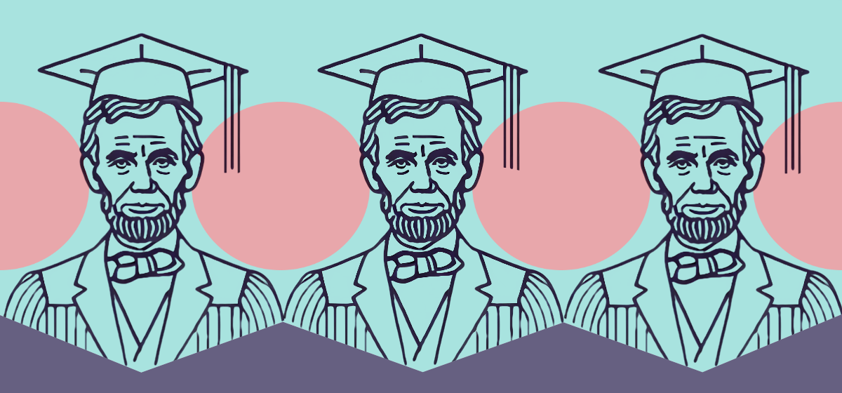 Abe Lincoln as a college grad in triplicate