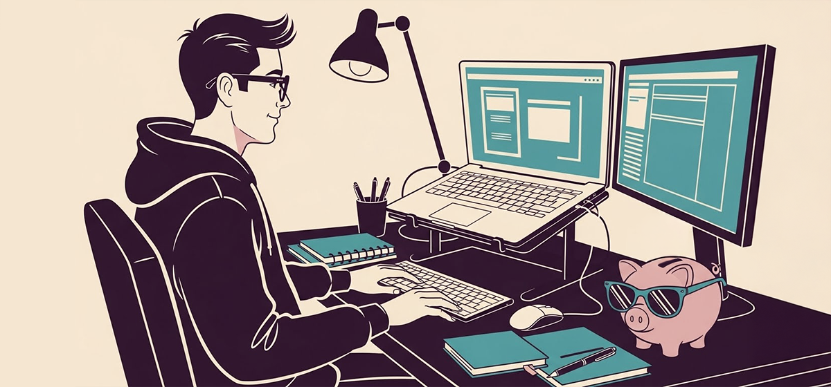 A man sitting at a desk and using a computer