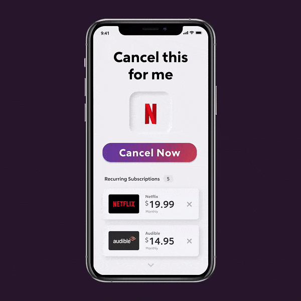 a smartphone showing a subscription getting cancelled