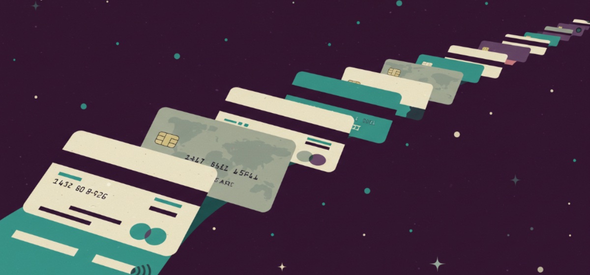 An illustration of a row of credit cards