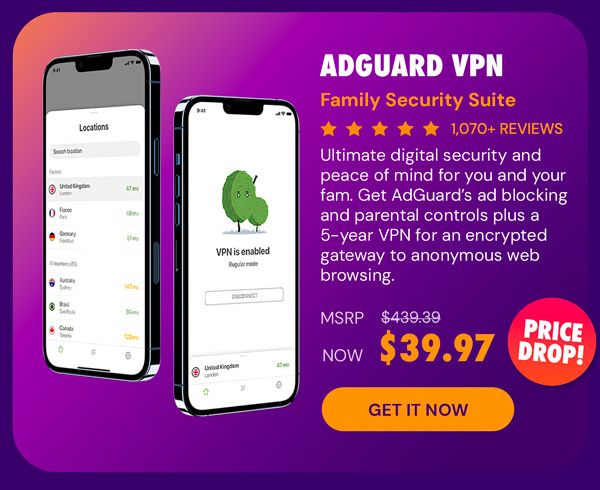 AdGuard VPN + Ad Blocker Family Security Suite