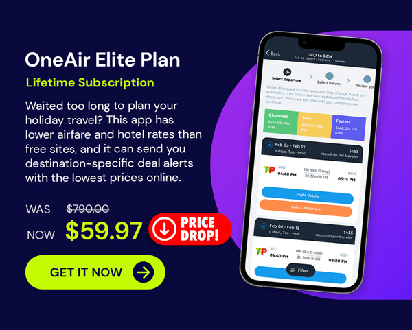 OneAir Elite Plan: Lifetime Subscription (Save Big on Flights, Hotels & More)