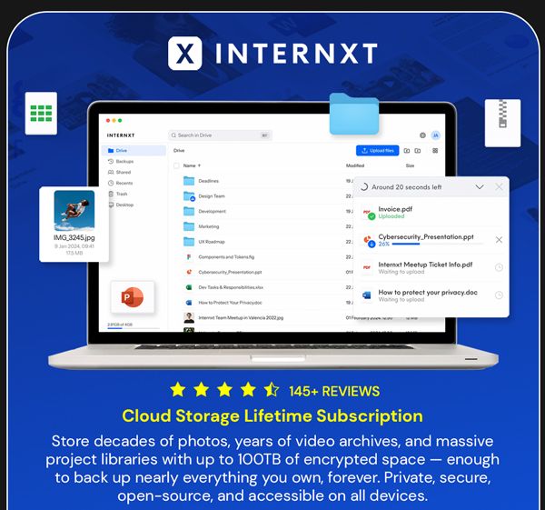 Internxt Cloud Storage: Lifetime Subscription in a Variety of Capacities