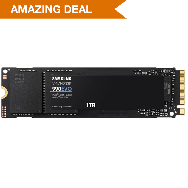 SAMSUNG 990 EVO SSD 1TB, PCIe Gen 4x4, Gen 5x2 M.2 2280 NVMe Internal Solid State Drive, Speeds Up to 5,000MB/s, Upgrade Storage for PC Computer, Laptop, MZ-V9E1T0B/AM, Black