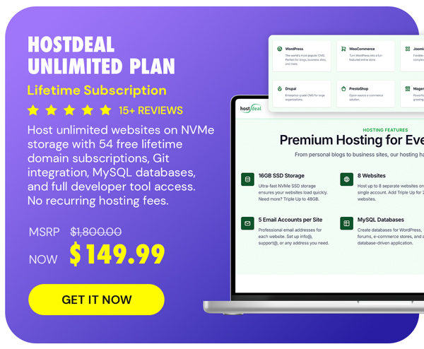 Hostdeal Unlimited Plan: Lifetime Subscription