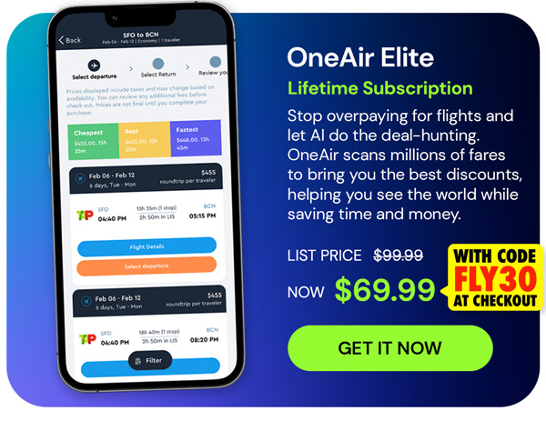 OneAir Elite Plan: Lifetime Subscription (Save Big on Flights, Hotels & More)