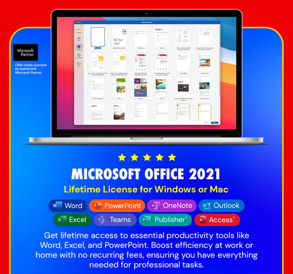 Microsoft Office 2021 for Windows or Mac: Lifetime License