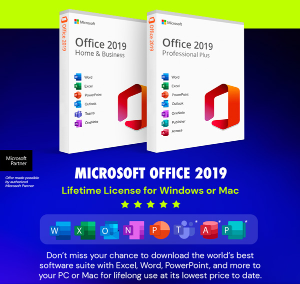 Microsoft Office Professional Plus 2019 for Windows or Mac