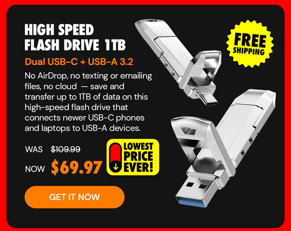 Dual USB-C + USB-A 3.2 High Speed Flash Drive (1TB)