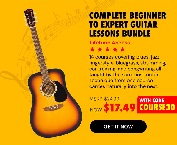 The Complete Beginner to Expert Guitar Lessons Bundle