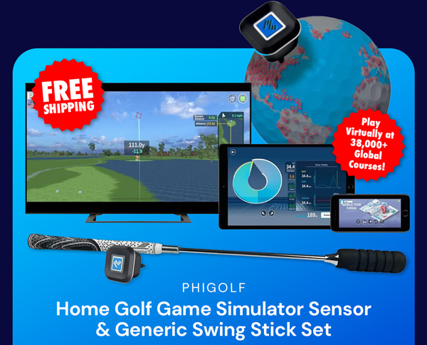 Phigolf Home Golf Game Simulator Sensor & Generic Swing Stick Set (Refurbished)