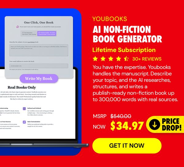 Youbooks AI Non-Fiction Book Generator: (Fan Plan) Lifetime Subscriptions