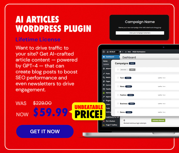 AI Articles WordPress Plugin: Lifetime License