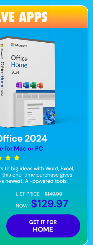 Microsoft Office 2024 Home for Mac or PC: One-Time Purchase