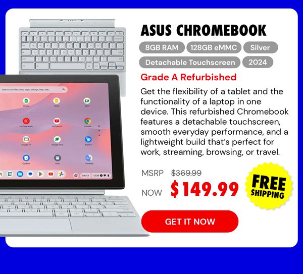 ASUS Chromebook CM30 (2024) Detachable Touchscreen 8GB RAM 128GB eMMC (Refurbished)