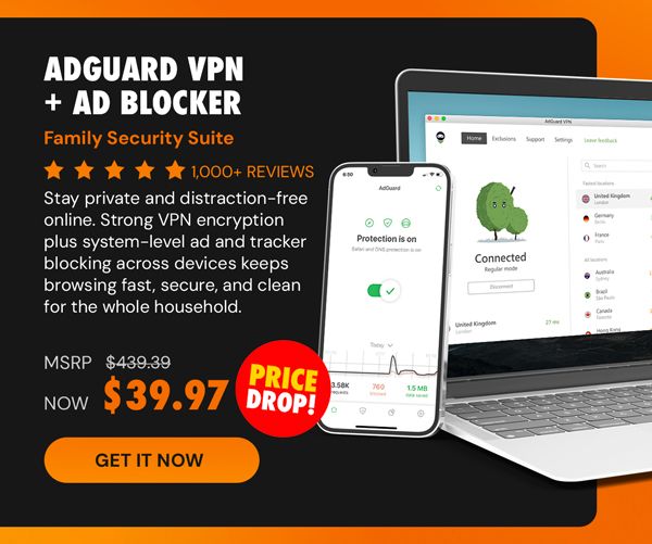 AdGuard VPN + Ad Blocker Family Security Suite