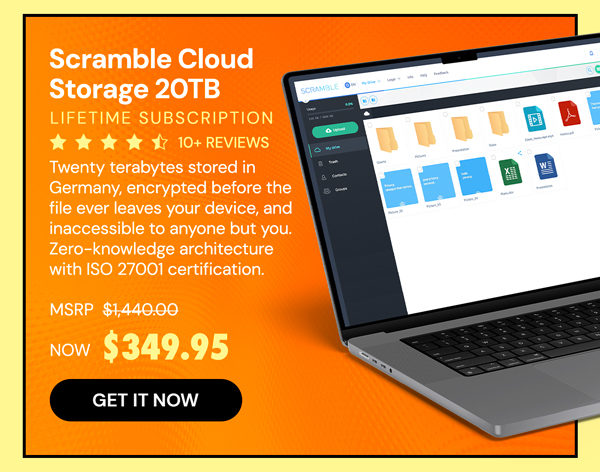 Scramble Cloud Storage Lifetime Subscription (20TB)