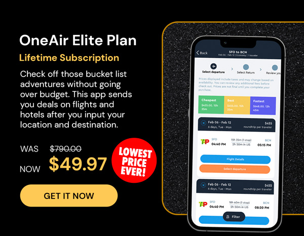 OneAir Elite Plan: Lifetime Subscription (Save Big on Flights, Hotels & More)