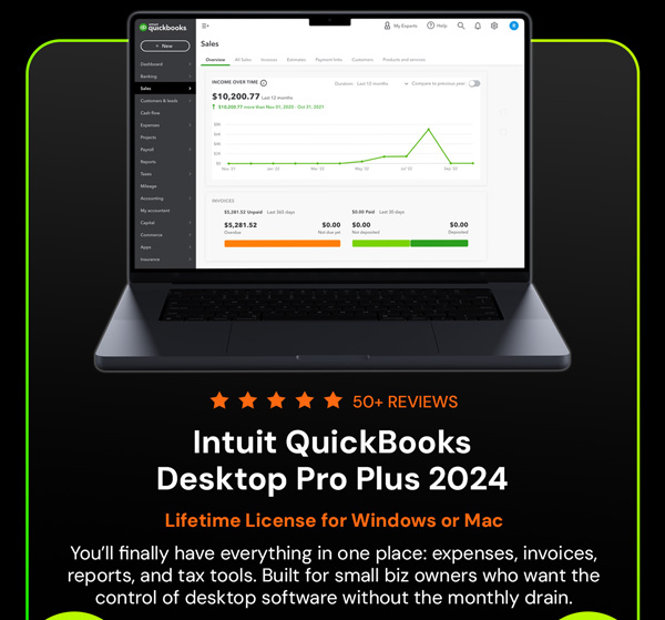 Intuit QuickBooks Desktop Pro Plus 2024 (1 User): Lifetime License