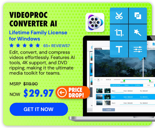 VideoProc Converter AI: Lifetime Family License (For Windows)