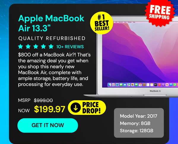 Apple MacBook Air 13.3" (2017) 1.8GHz i5 Core 8GB RAM 128GB - Silver (Refurbished)