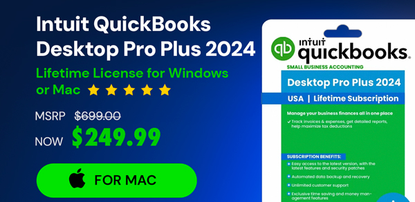 Intuit QuickBooks Desktop Pro Plus 2024 (1 User) for Mac: Lifetime Licenses