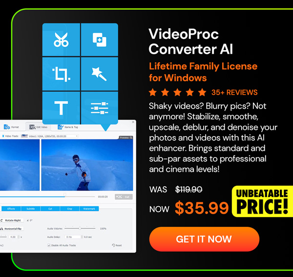 VideoProc Converter AI: Lifetime Family License (For Windows)