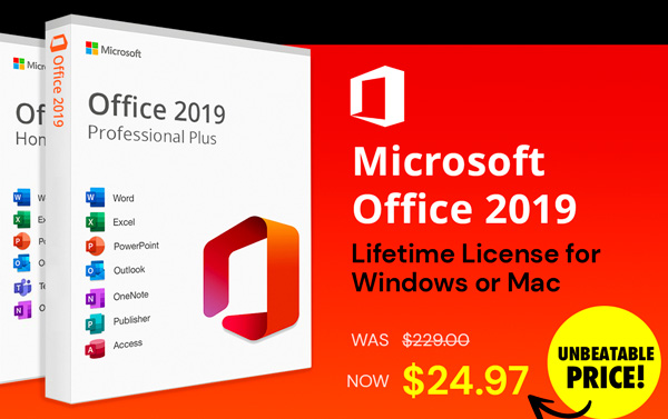 Microsoft Office 2019 for Windows or Mac | Lifetime License