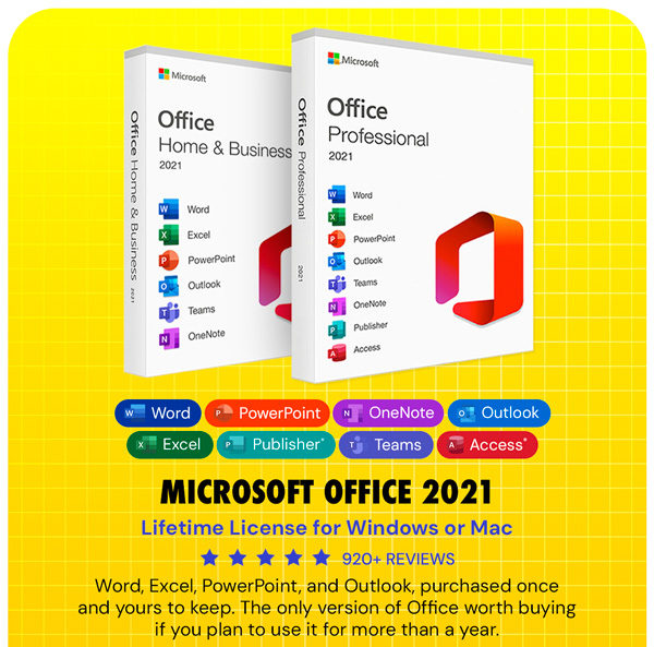 Microsoft Office 2021 for Windows or Mac: Lifetime License