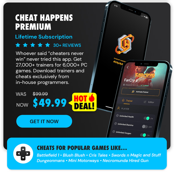 Cheat Happens Latest PC Cheat Codes: Premium Lifetime Subscription