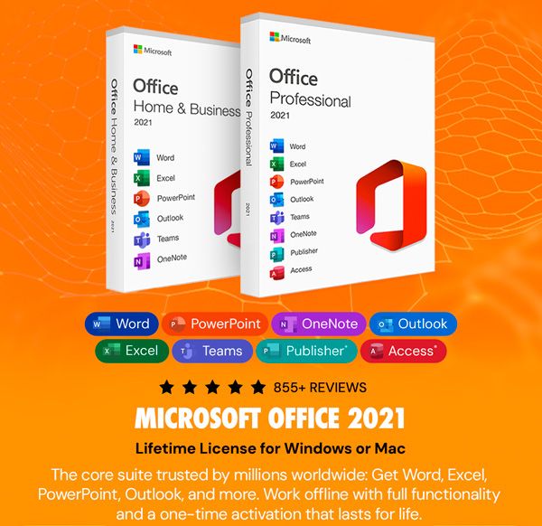 Microsoft Office 2021 for Windows or Mac: Lifetime License